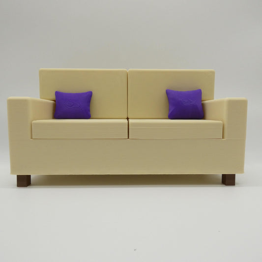 1/6 Scale Doll Furniture Couch Sofa Love Seat With 2 Throw Pillows Choose Your Own Colors Barbie Integrity Toys FR Bratz 1:6 Diorama