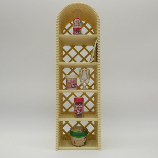 1/6 Scale Doll Furniture Wicker Style Display Stand Bookshelf Tan Beige Brown Barbie Integrity Toys FR Bratz 1:6 Diorama