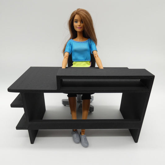 1/6 Scale Doll Furniture Home Office Desk Gamers Workstation With Monitor Riser Choose your Color Barbie Integrity Toys FR Bratz 1:6 Diorama