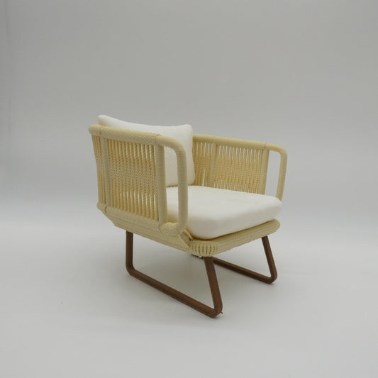 1/6 Scale Doll Furniture Wicker Style Chair Tan Beige Wood Like Legs Barbie Integrity Toys FR Bratz 1:6 Diorama