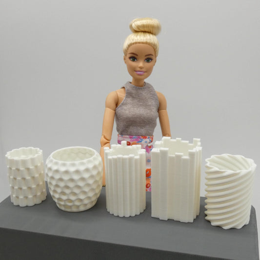 1/6 Scale Doll Furniture Set of 5 Modern Vases Indoor Planters Choose Your Color Barbie Ken Integrity Toys FR Bratz 1:6 Diorama