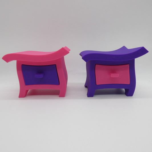 1/6 Scale Doll Furniture Whimsical Colorful Nightstands Pink Purple With Drawers Barbie Integrity Toys FR Bratz 1:6 Diorama