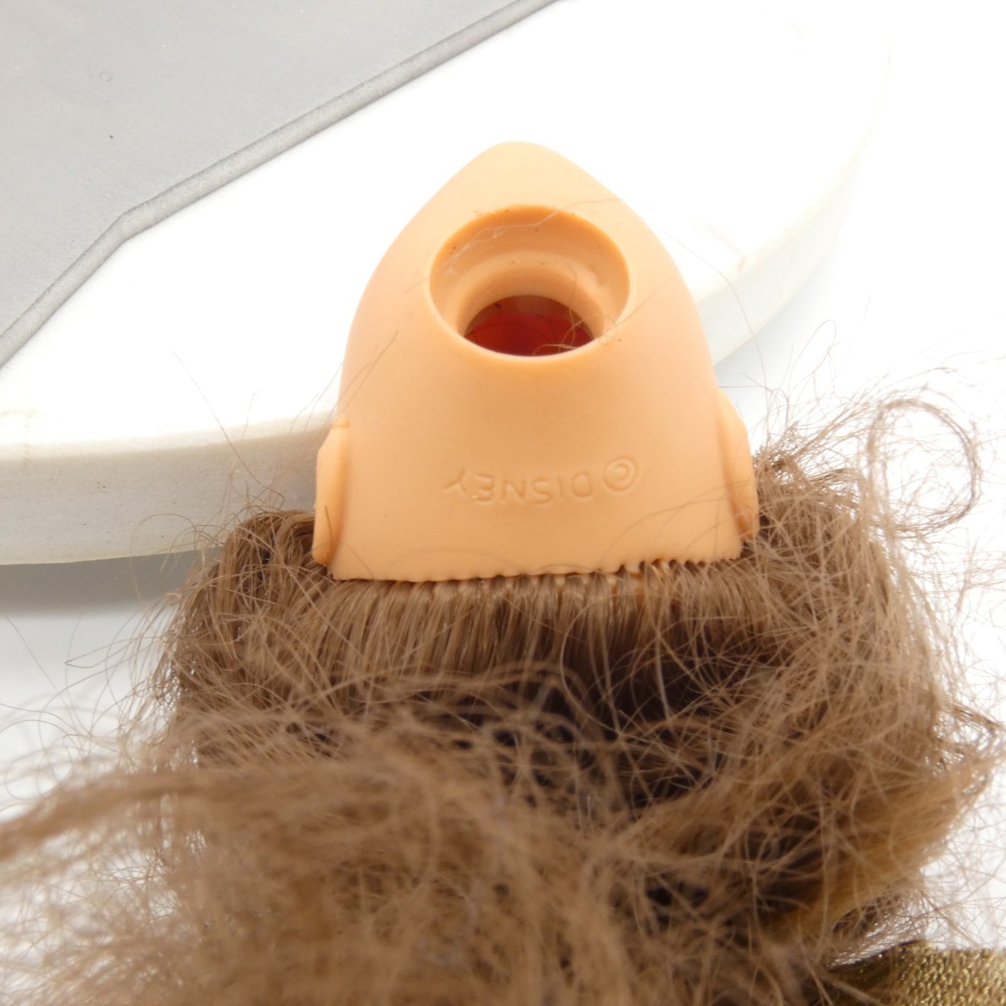 Disney Holiday Princess Belle Doll Head Only Brunette Hair Gold Bow 1997 Barbie