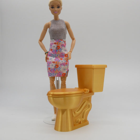1/6 Scale Doll Furniture Bathroom Toilet Gold 1:6 Barbie Integrity Toys Diorama