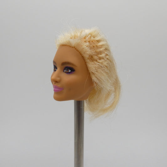 Barbie Doll Head Violet Face Damaged Hair FOR REROOT 2023 Cutie Reveal HKR06