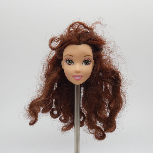Disney Beauty And The Beast Belle Doll Head Only Brunette Hair Green Eyes Mattel