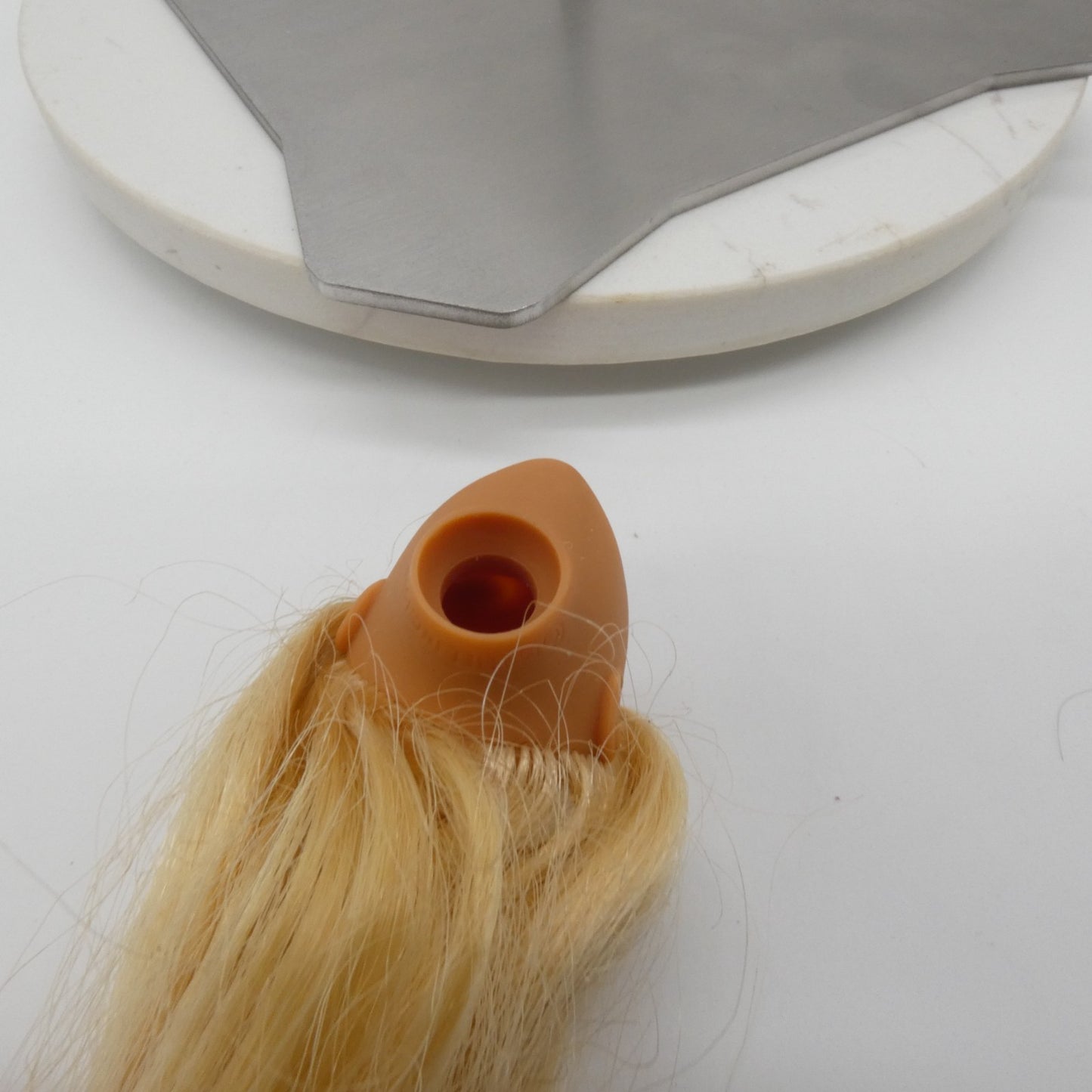 Barbie Doll Head Superstar Face Magenta Lipstick Blonde Hair Mattel 80s 90s