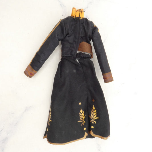 Disney Frozen Princess Anna Doll Dress Black Tunic Gold Accents Long Sleeve