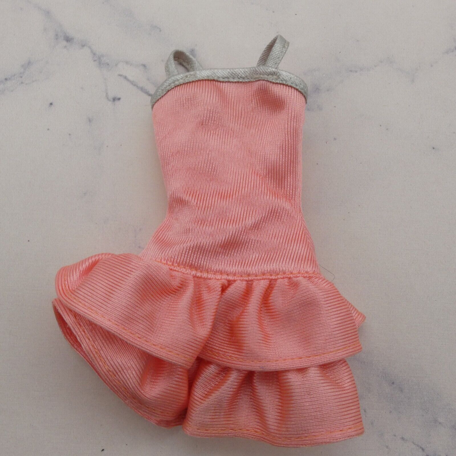 Barbie Doll Dress Pink Sleeveless Tank Silver Straps Ruffles Genuine Mattel