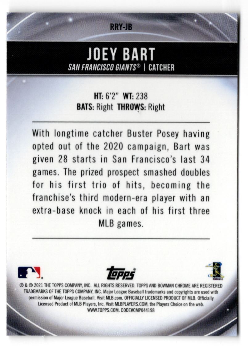 2021 Bowman Rookie of the Year Favorites Joey Bart San Francisco Giants #RRY-JB