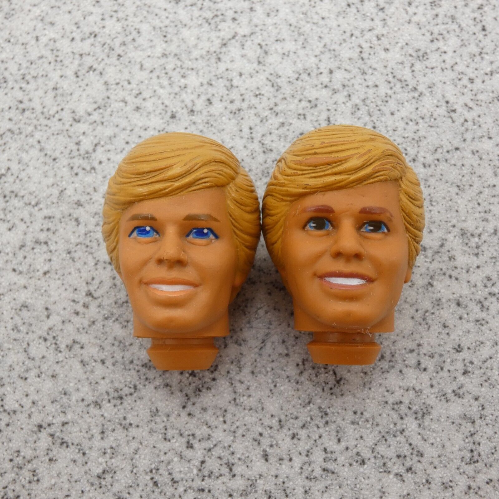 Barbie Two Crystal Ken Doll Heads Blonde 80s Molded Hair Blue Eyes Mattel