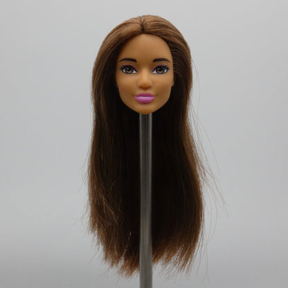 Barbie Dreamtopia June Face Doll Head Brown Hair Medium Light Skin Mattel FVR05