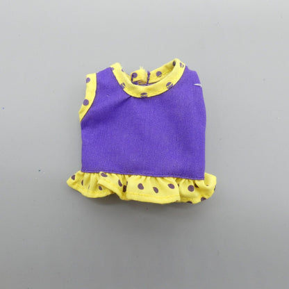 Barbie Doll Size Shirt Top Purple Sleeveless Yellow Trim Polka Dot Lakers Colors