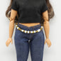 Barbie Doll Size Belt Gold Copper White Chain Fits Curvy Adjustable Handmade