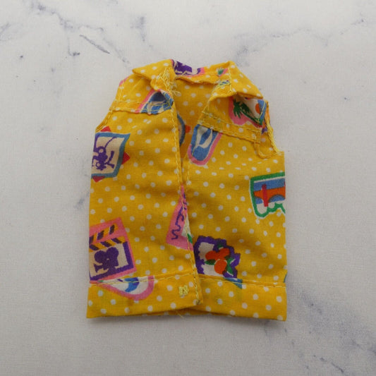 Barbie California Dream Doll Shirt Sleeveless Yellow Polka Dots 1987 Ver 1 4439