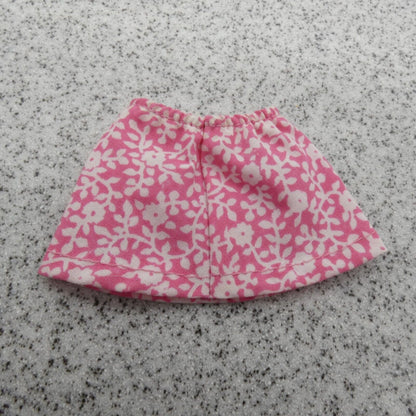 Barbie Doll Size Mini Skirt Pink White Floral A-Line Spring Fits Fashionistas