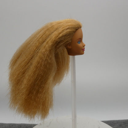 Barbie Mackie Face Doll Head Only Blonde Butterfly Art 1998 Mattel Crimped Hair