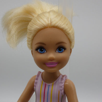 Barbie Chelsea Doll Blonde Light Skin Tone Striped Shorts Shoes DWJ33 Mattel