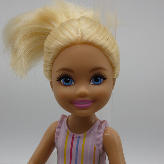 Barbie Chelsea Doll Blonde Light Skin Tone Striped Shorts Shoes DWJ33 Mattel