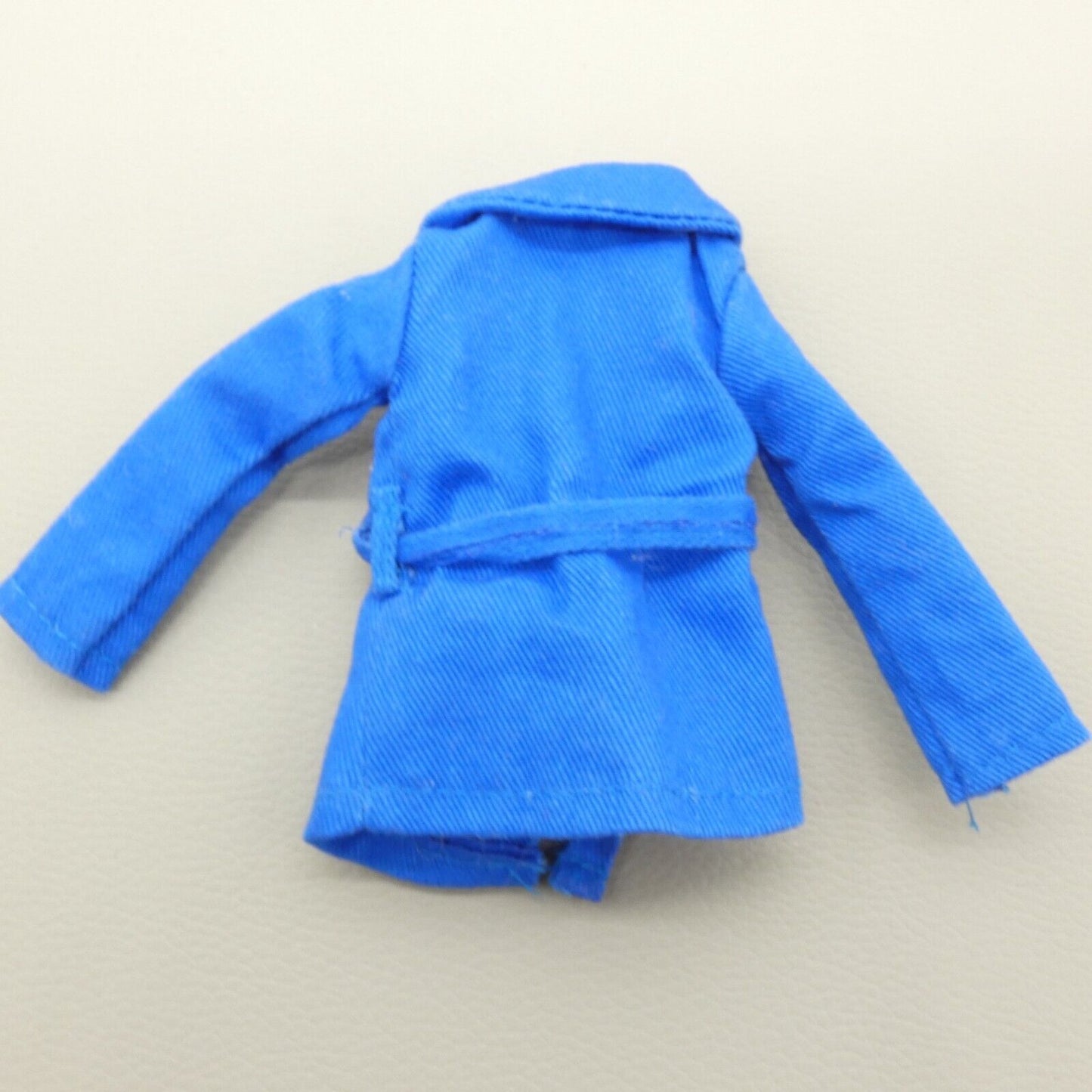 Barbie Doll Size Jacket Blue Coat Collar Long Sleeve With Belt And Beltloops