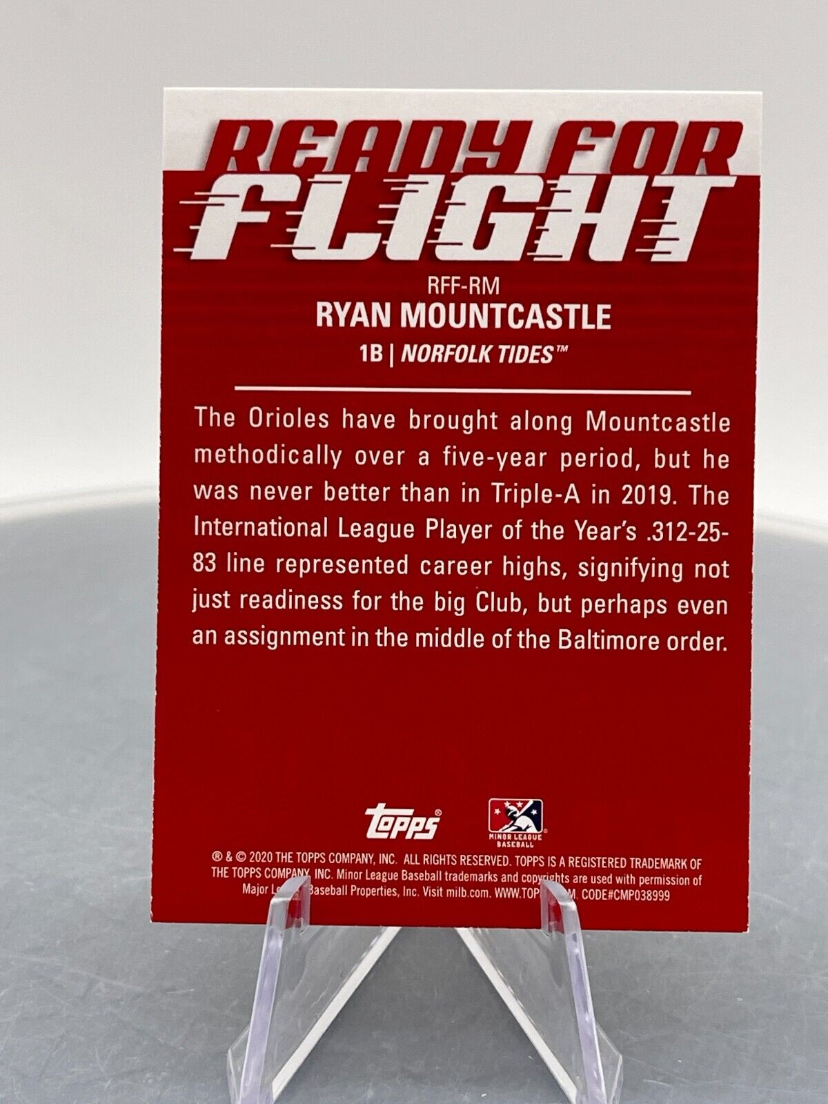 Ryan Mountcastle 2020 Topps Pro Debut Ready For Flight #RFF-RM Norfolk Tides