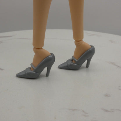 Barbie Doll Size Shoes Silver Gray High Heels Pointed Toe Fit Made to Move