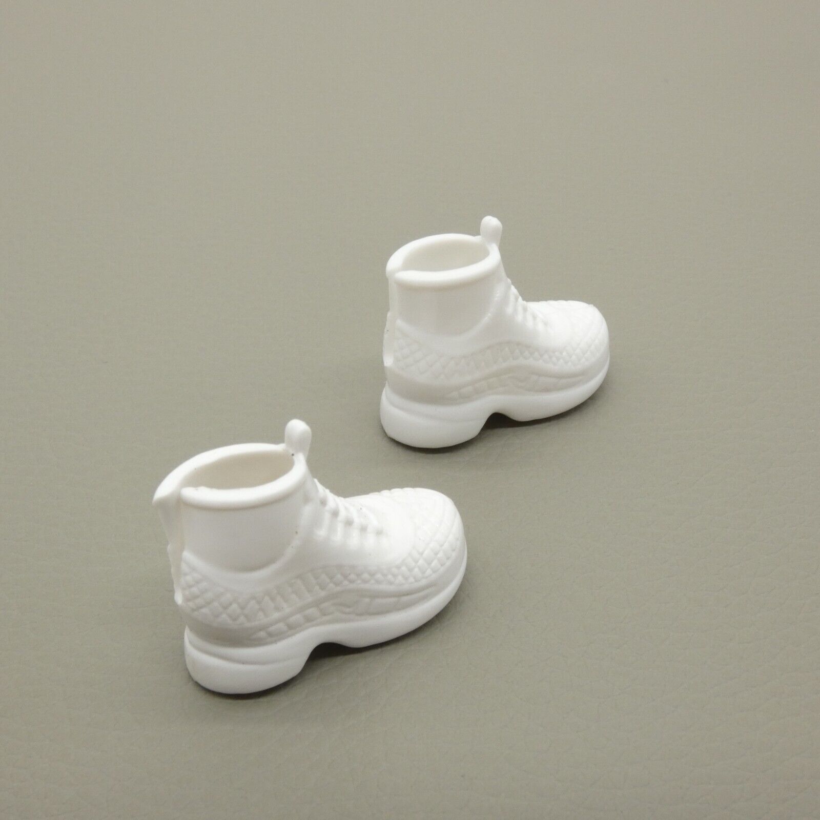 Barbie Doll Size Shoes White High Top Sneakers Flat Fleet Chunky MTM