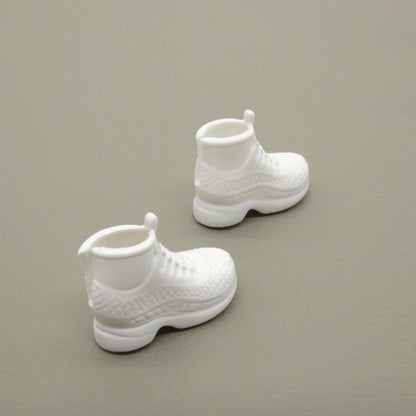 Barbie Doll Size Shoes White High Top Sneakers Flat Fleet Chunky MTM