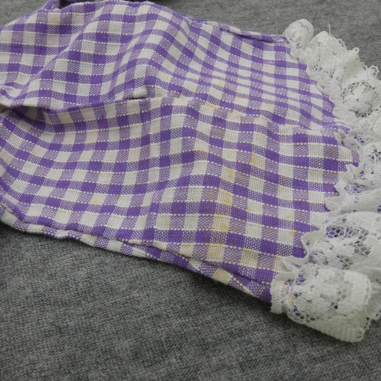 Barbie Doll Dress Nightgown Purple White Checkered Genuine 80s Mattel