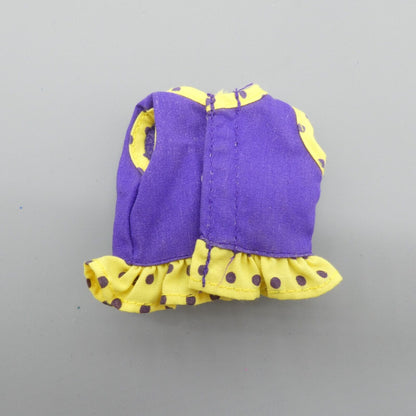 Barbie Doll Size Shirt Top Purple Sleeveless Yellow Trim Polka Dot Lakers Colors