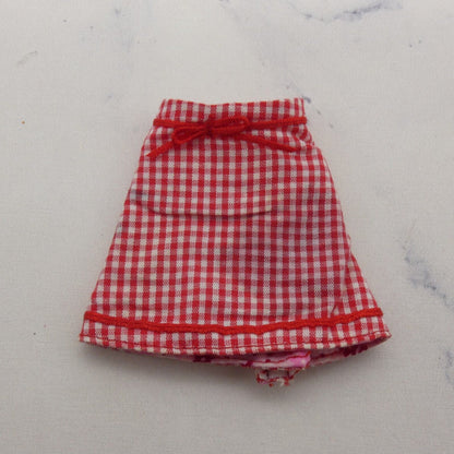 Barbie Doll Size Skirt Pink Floral Print Reversible Red Gingham Checkered