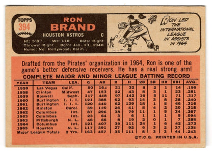 1966 Topps Ron Brand Houston Astros #394