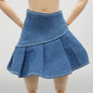 Barbie Doll Size Skirt Blue Denim Jean Pleated Mid Thigh Length A Line