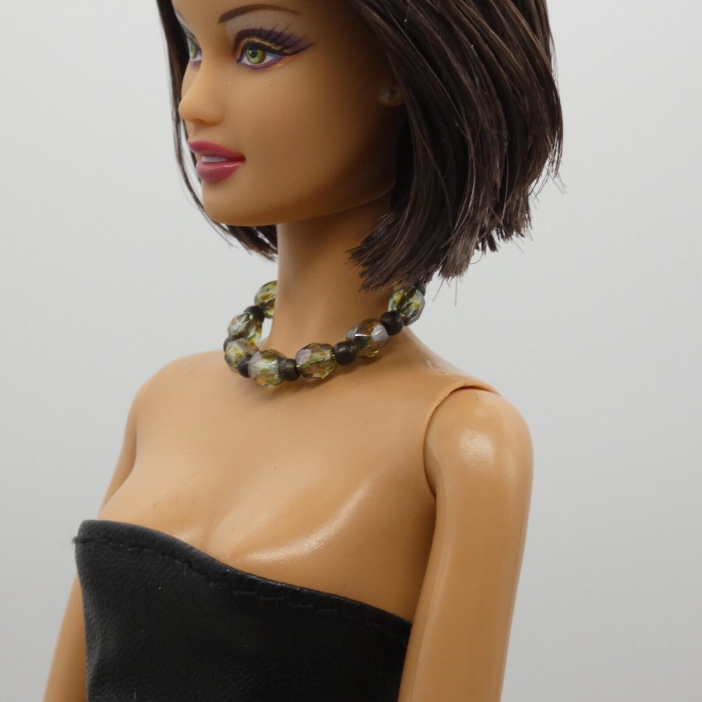 Necklace for Barbie Integrity Toys Doll Size Beaded Gray Bronze Crystal Choker