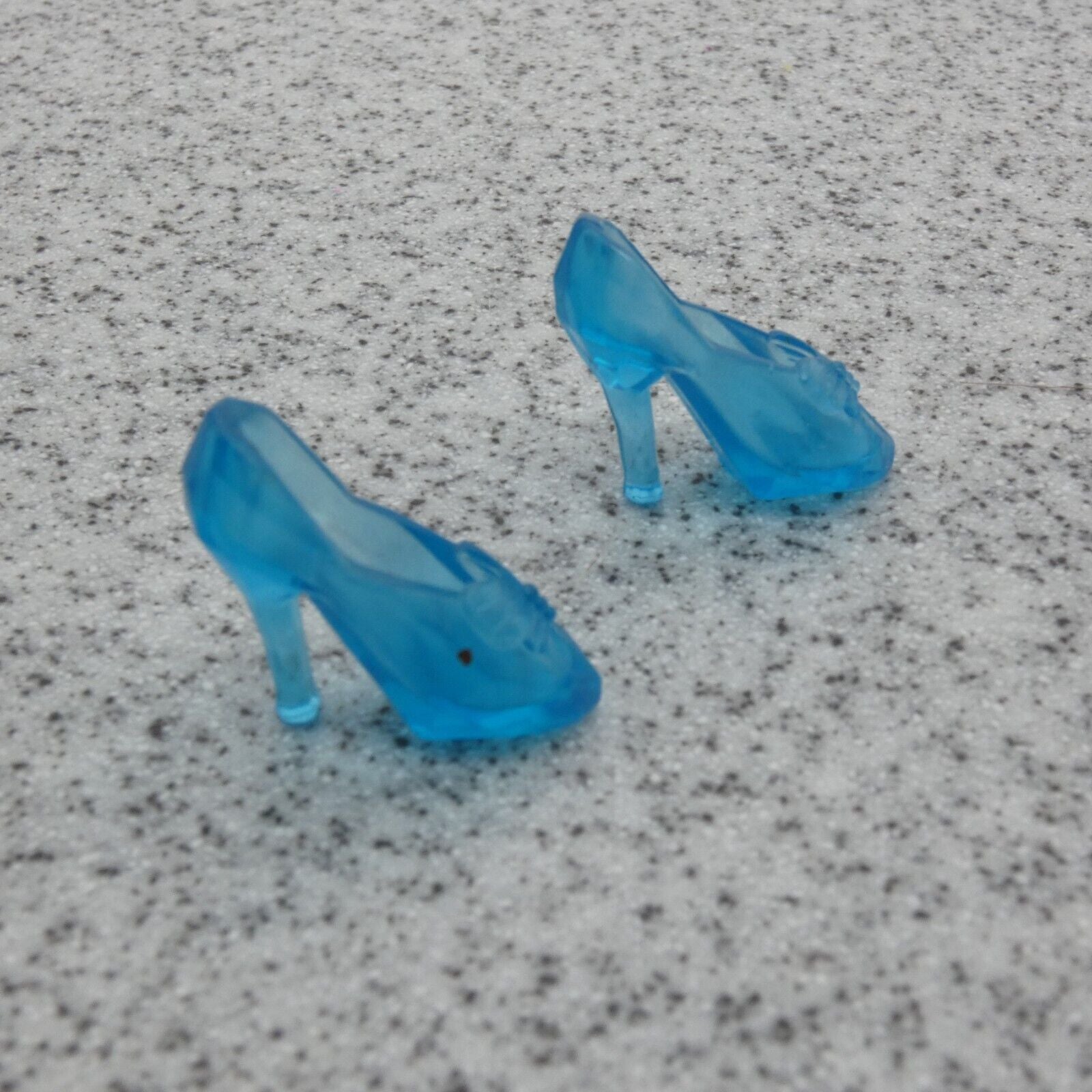 Barbie Doll Size Shoes High Heel Clear Blue Closed Pointed Toe Pumps Clone