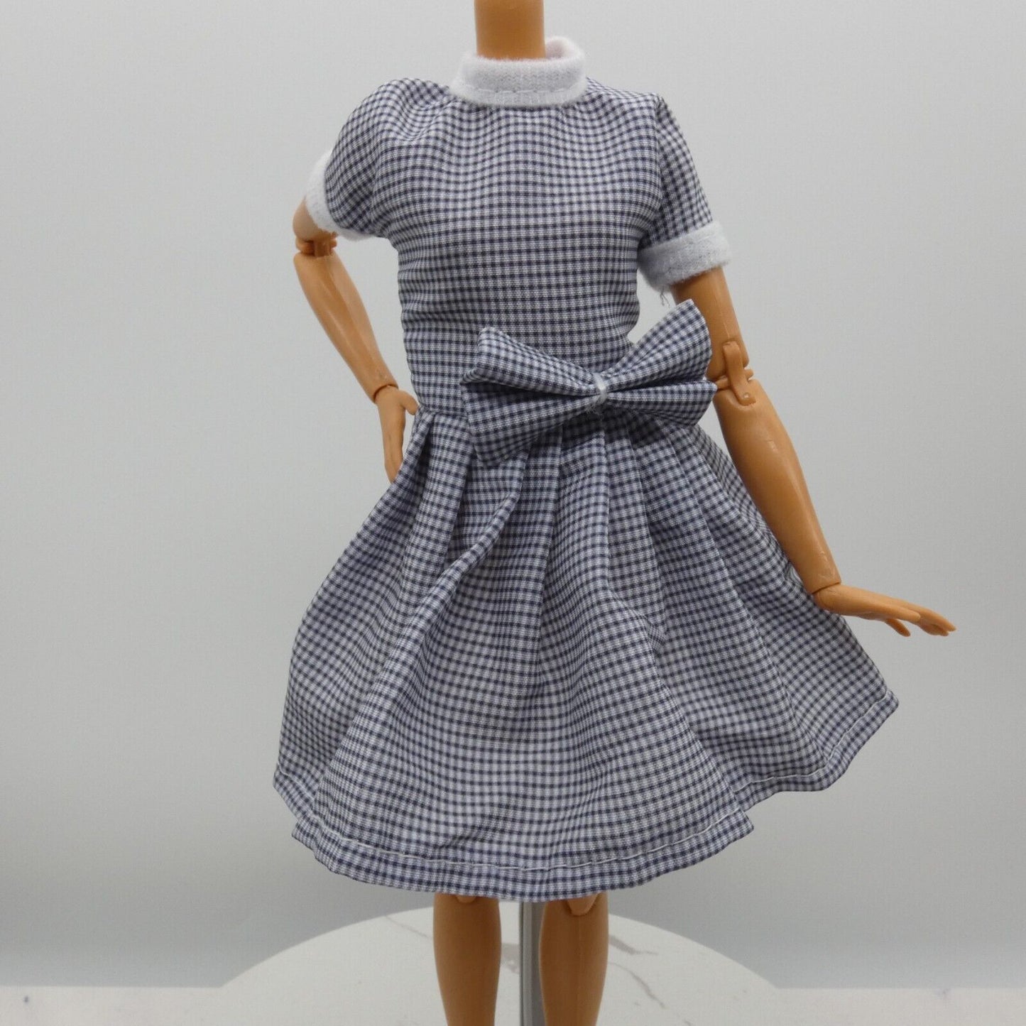 Barbie Doll Size Fashion Dress Black White Check Retro Lucy Fits Model Muse MTM