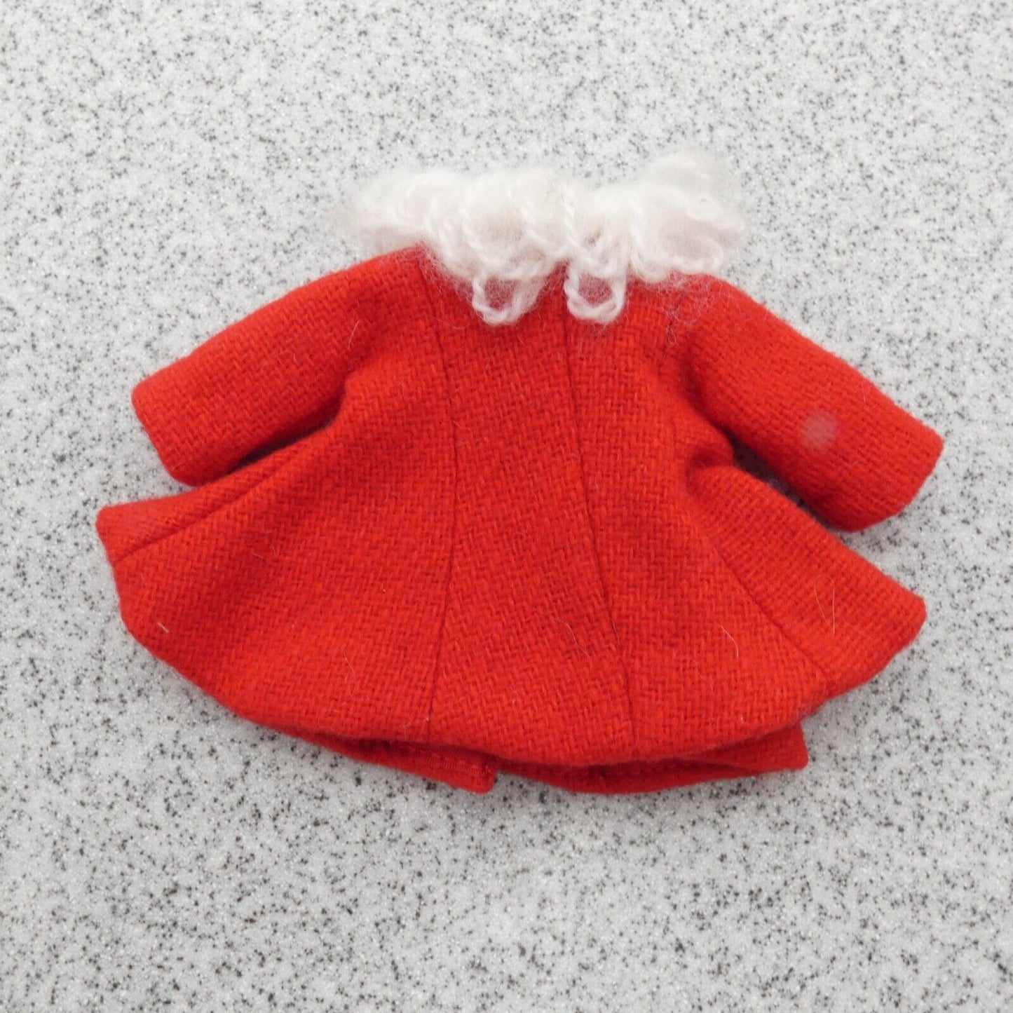 Barbie Doll Size Coat Jacket Red Santa Christmas Top White Yarn Collar Homemade