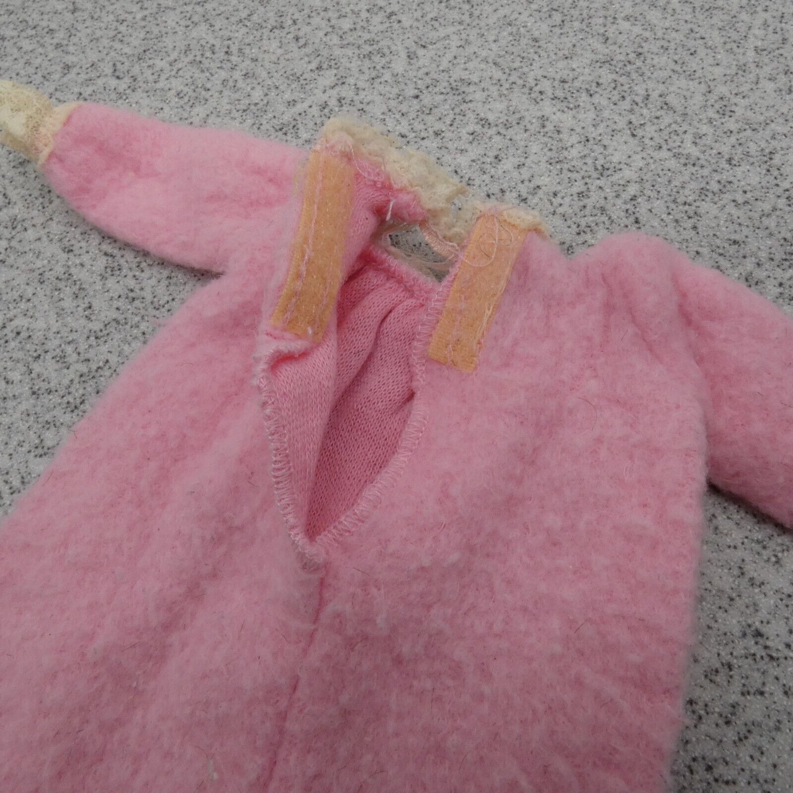 Barbie Doll Size Nightgown Robe Pink Lace Trim Long Sleeve Fleece Like Curvy