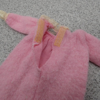 Barbie Doll Size Nightgown Robe Pink Lace Trim Long Sleeve Fleece Like Curvy