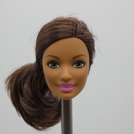 Barbie Fairytale Ballerina Doll Head Summer Face Brown Hair Green Eyes DHM43