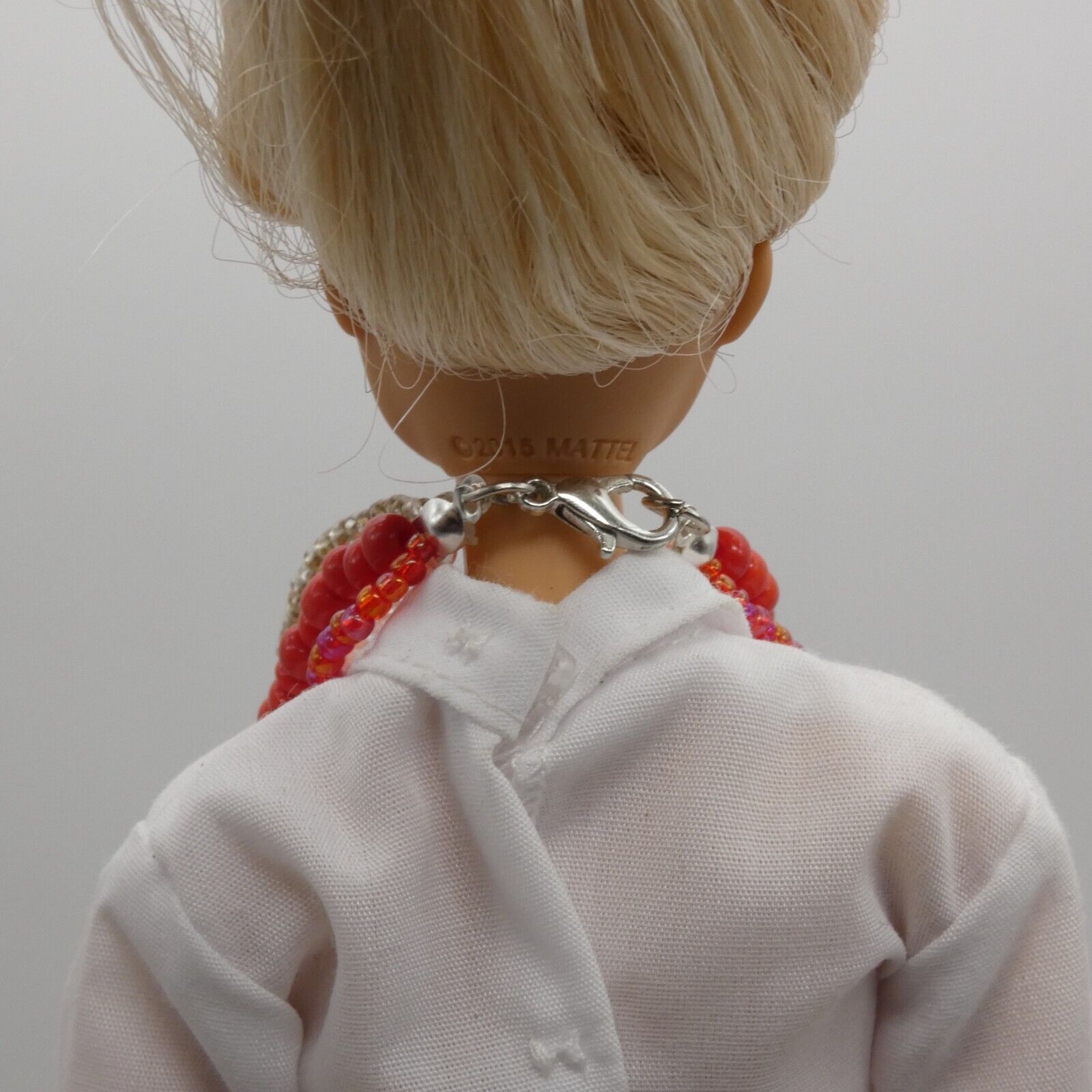 Barbie Doll Size Layered Necklace Red Pink Silver Multi-strand Handmade OOAK