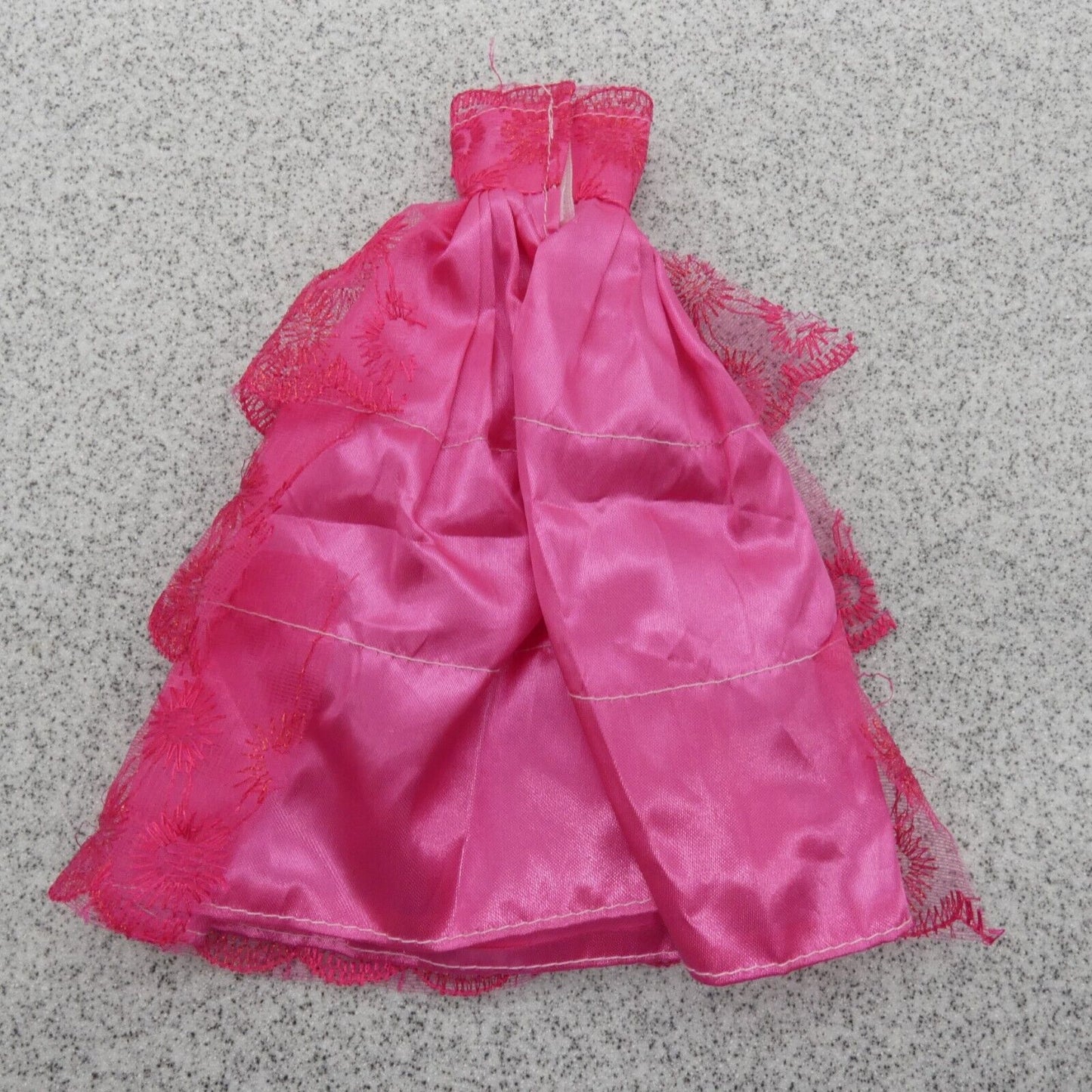 Barbie Doll Size Dress Pink Gown Strapless Sweetheart Scalloped Tulle Accents