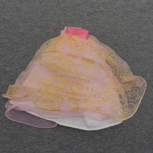 Barbie Doll Size Skirt Pink Rose Color 3 Layered Tulle Gold Accents