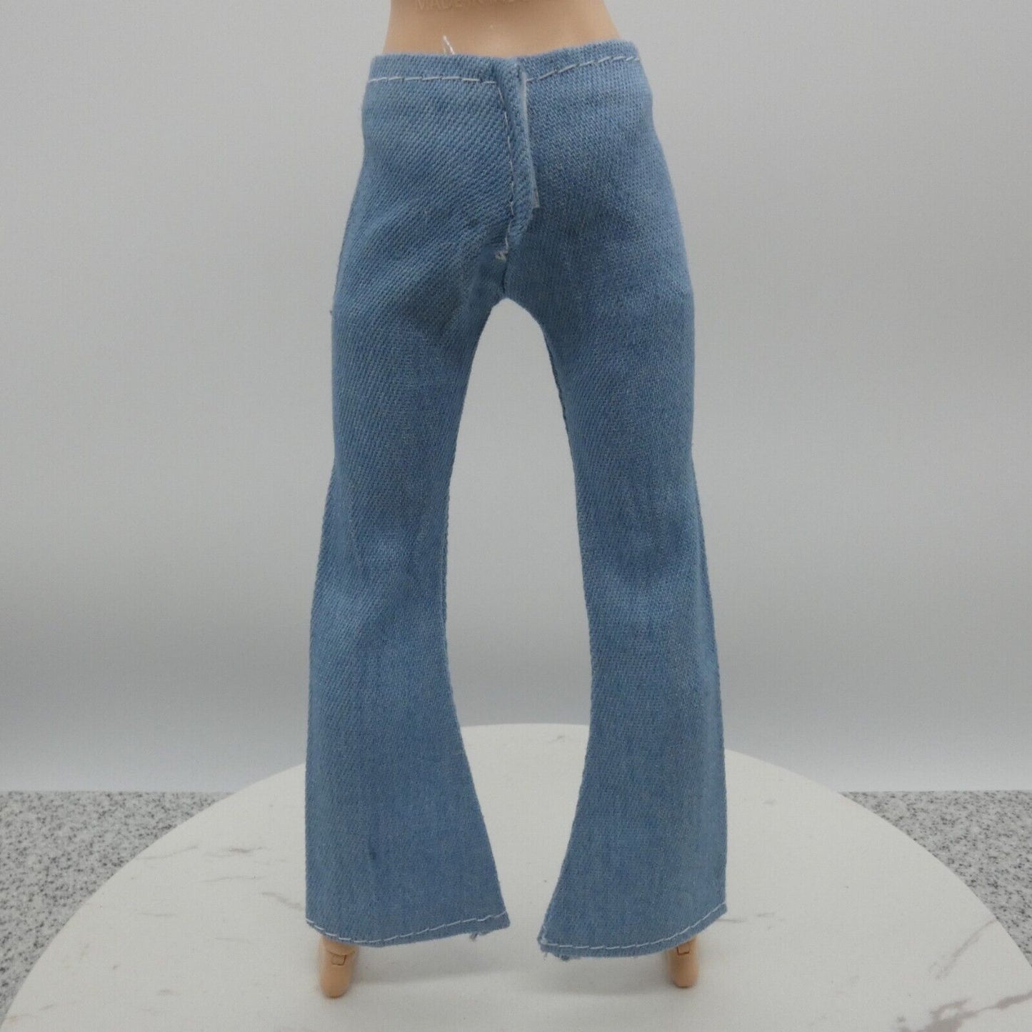 Barbie Doll Size Jeans Light Wash Blue Pants Wide Leg Mid Waist Flare Ankle