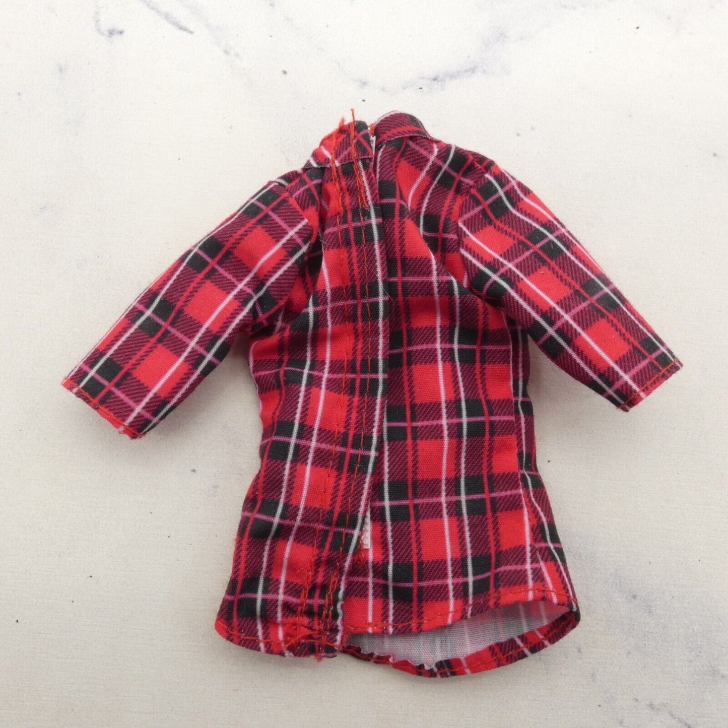 Barbie Camping Fun Doll Shirt Top Red Plaid 3/4 Long Sleeve Farmer 2016 FDB44