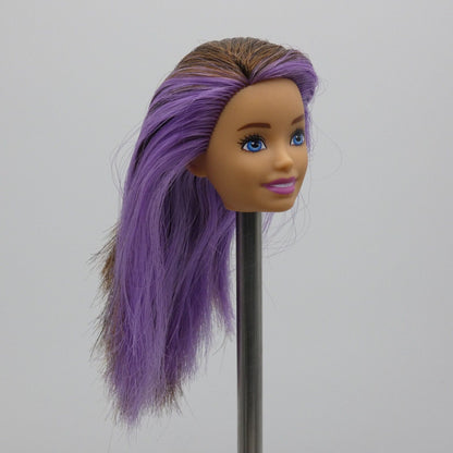 Barbie Skipper Babysitter Doll Head Brown Hair Purple Eyes Light Skin 2018 FJB00