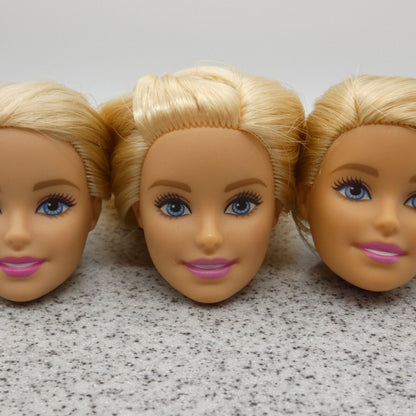 Barbie Doll Head Lot of 3 Millie Face Blonde Blue Eyes Medium Light Skin J292