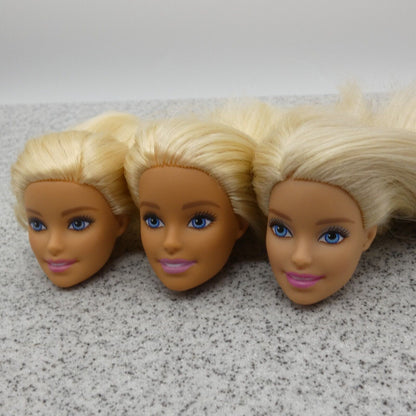 Barbie Doll Head Lot of 3 Millie Face Blonde Blue Eyes Medium Light Skin J291