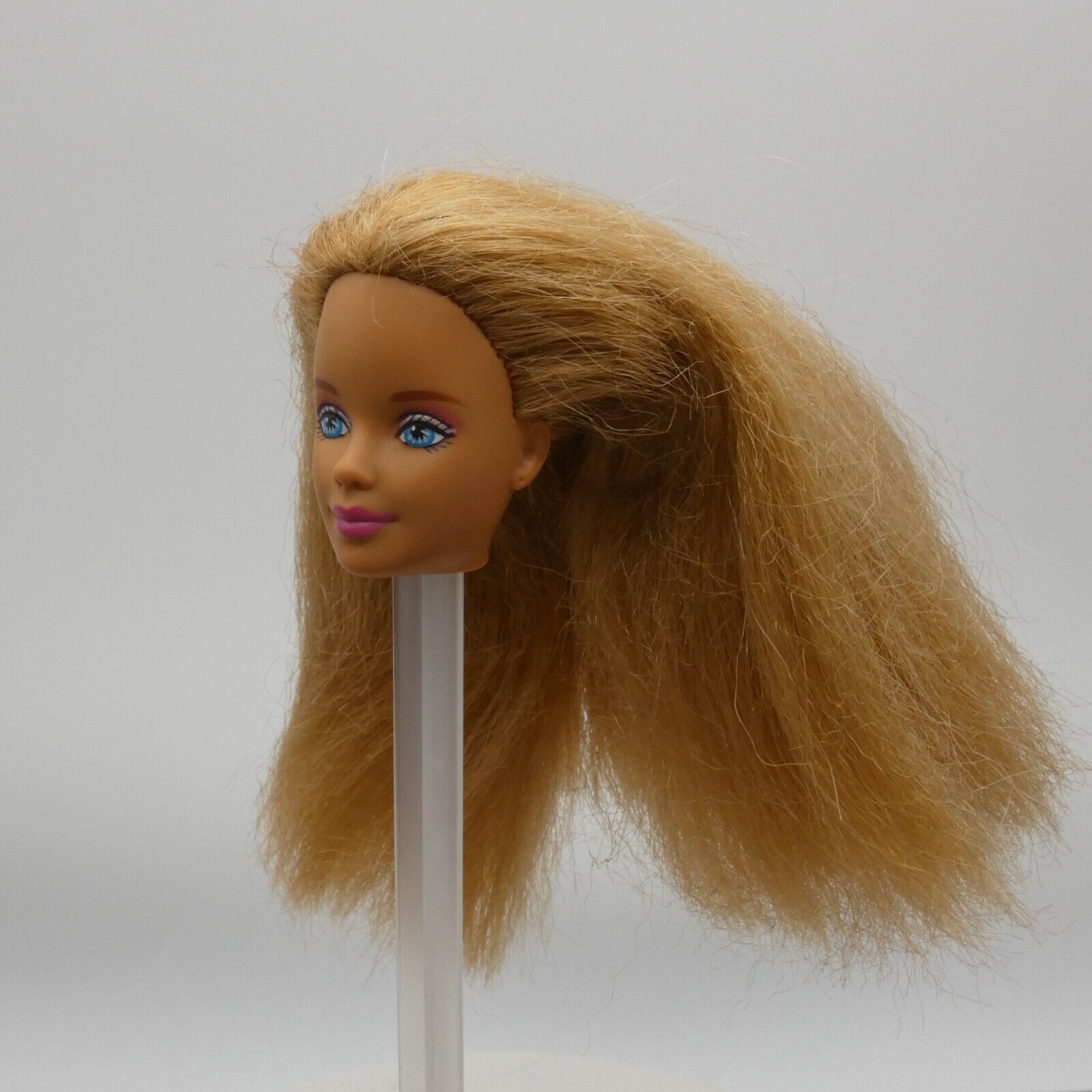 Barbie Mackie Face Doll Head Only Blonde Butterfly Art 1998 Mattel Crimped Hair