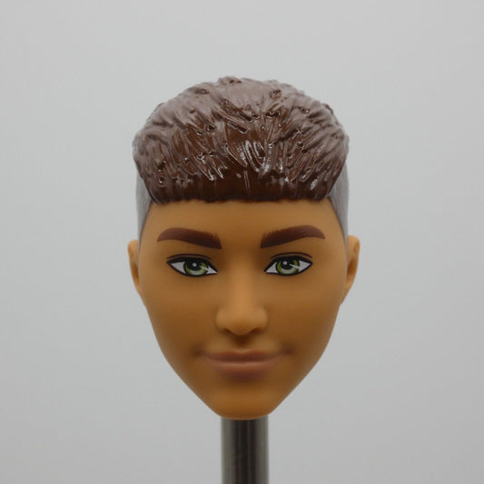 Barbie Fashionistas 195 Ken Doll Head Brown Hair Green Eyes French Crop HJT59